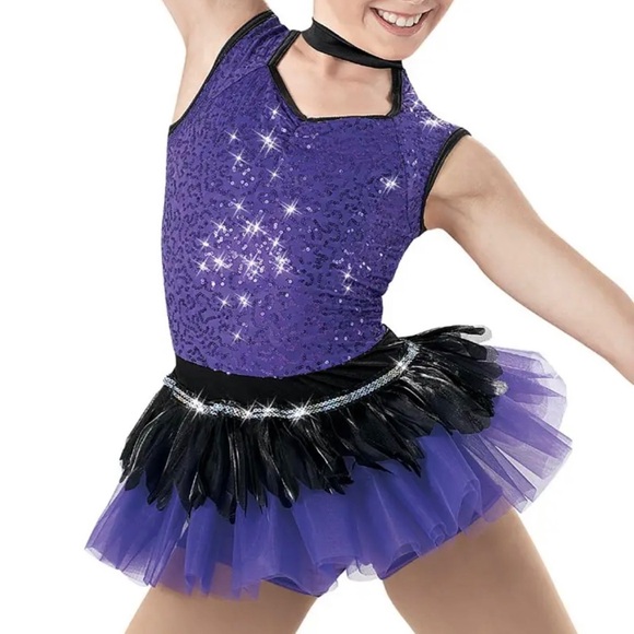 Weissman Teal Sequin Feather Dance Costume - Picture 3 of 6